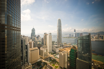 Obraz premium Clear view over business district of HongKong