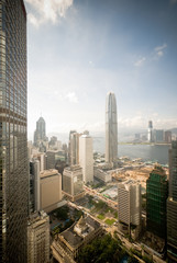 Fototapeta na wymiar Jasne widok na dzielnicy biznesowej Hongkongu