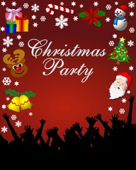 christmas party plakat auf rotem hintergrund