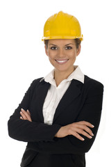 Businesswoman wearing hardhat