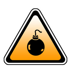 Obraz premium Bomb Warning Sign, Orange Triangle Symbol, White Background