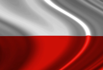 Polish flag waving in the wind