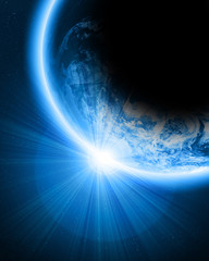 Blue earth in outer space