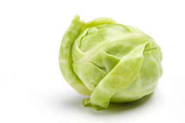 Brussel sprouts on white background.