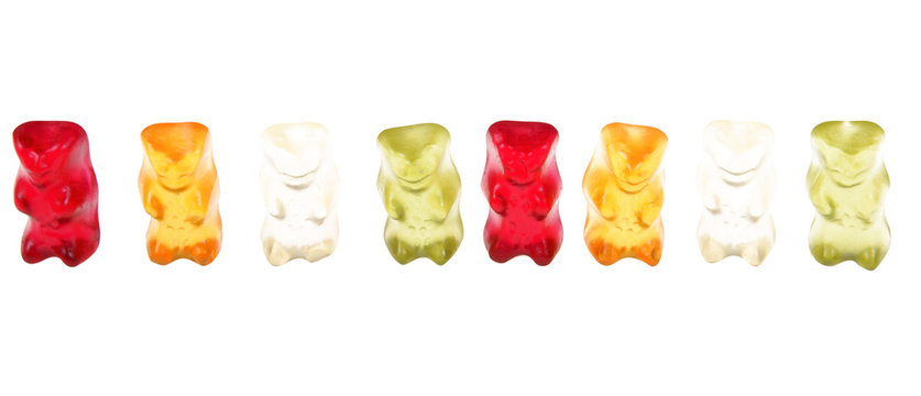 Gummy bears as concept of team isolated on white