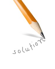 Pencil writing the word solution