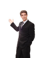 Businessman in suit doing a presentation