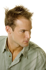 Fototapeta premium Young male hedshot with modern hairstyle