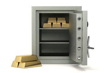 Bank safe isolated over a white background.