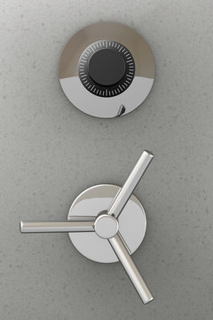 Bank safe door close-up.