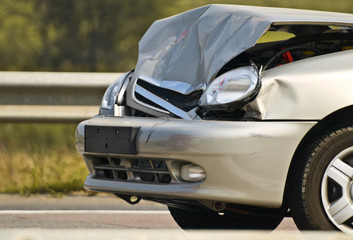 broken new car, detailed closeup