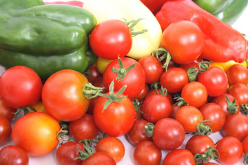 fresh natural vegetable background with tomatoes