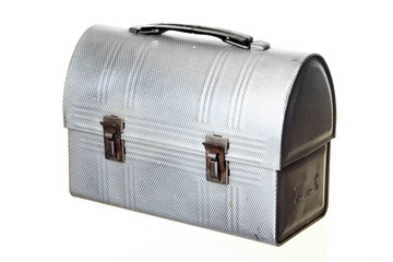 Old-fashioned Lunch Box, isolated against white ground