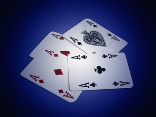 Playing cards on blue background