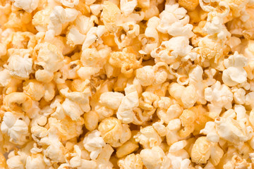 food serias: macro picture of popcorn, background