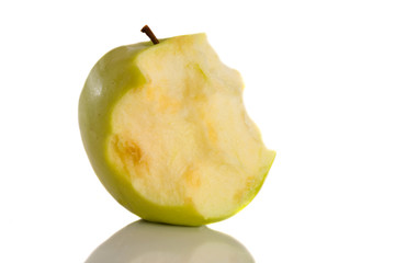 Apple with bites on a white background