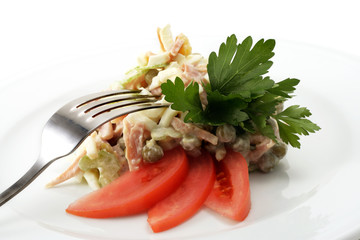 Salad Comprises Smoked Chicken and Celery