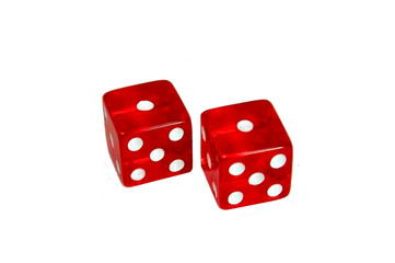 Two red dice show snake eyes in Vegas