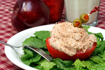 Tuna Fish Stuffed Tomato on Bed of Lettuce