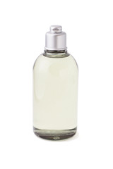 A bottle of liquid cleanser on white background