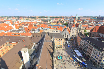 Fototapeta na wymiar The aerial view of Munich city center