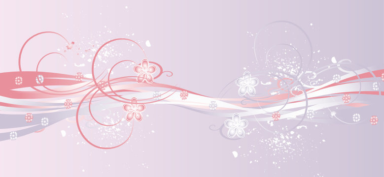 ruban floral rose et mauve claire