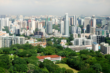Obraz premium Birdseye view of residential downtown, Singapore