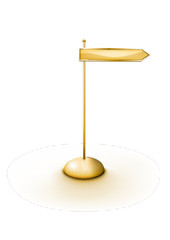 golden arrowed direction sign
