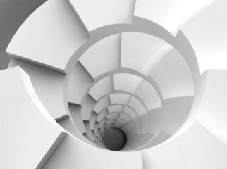 white spiral stairs from the top