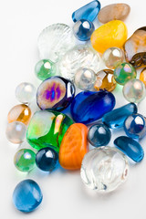 marbles an crystals of different shapes and colors