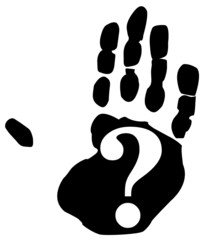 hand print with question mark