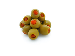 olive fruit close up on white background