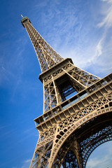 Close view on the Eiffel Tower