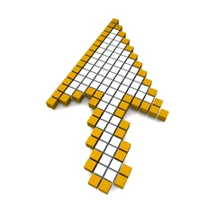 Foto op geborsteld aluminium Pixel Computer pijlcursor 3D-gerenderde afbeelding