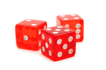 red playing bone on white background