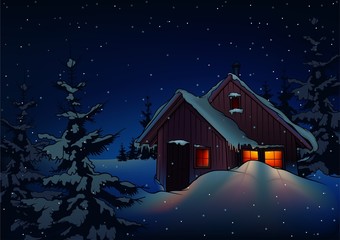 Naklejka premium Snowy Christmas 2 - background illustration