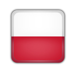 flag of poland, square button on white background