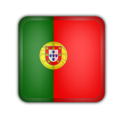 Obraz premium flag of portugal, square button on white background