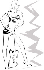 beautiful girl with a guitar on a scene