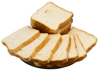 Pieces of bread at the white background