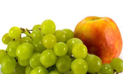 green grapes and red apple closeup