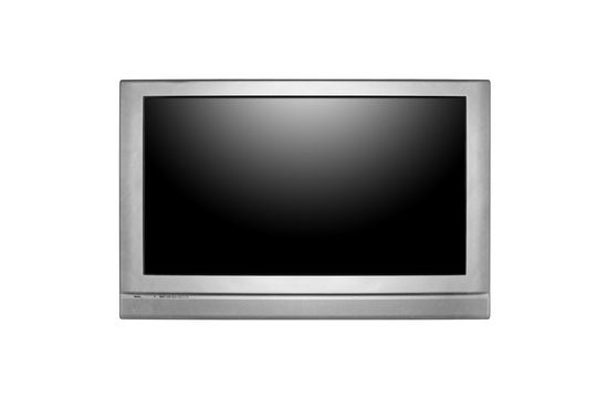 Large Screen Television Isolated With Empty Black Screen