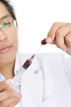 Taking medicine  in syringe