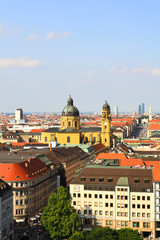 Naklejka na ściany i meble The aerial view of Munich city center from the City Hall
