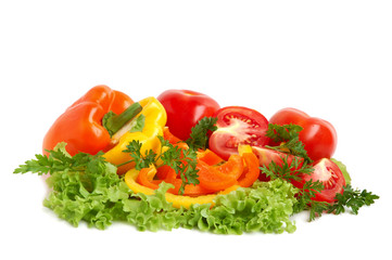 Bell peppers, tomatos, lettuce and parsley