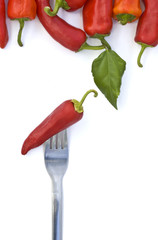 red pepper with fork