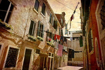 Postcard from Italy. - Clotheslines - Venice.