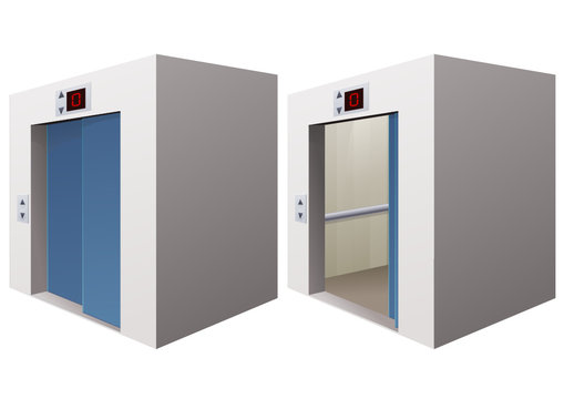 Ascenseur ouvert et ferm&eacute; (d&eacute;tour&eacute;)