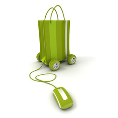 Shopping bag green and mouse