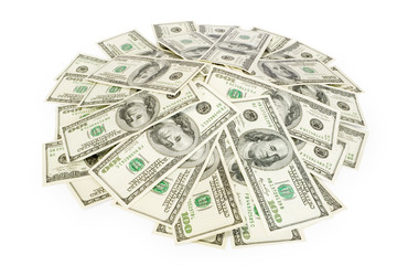 big pile of money isolated on white